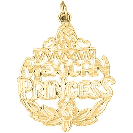 10K Yellow Gold Mexican Princess Pendant - 31 mm