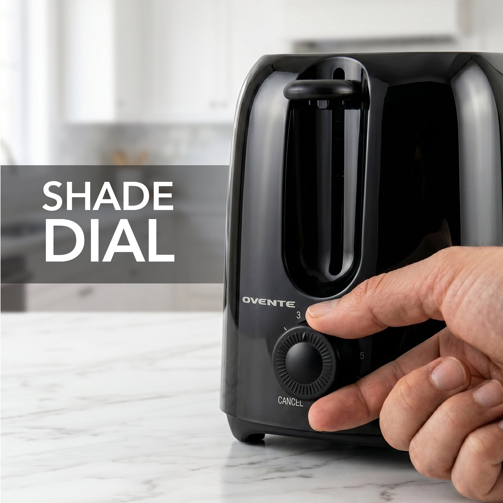 OVENTE Electric 2 Slice Toaster Machine 6-Shade Setting, Black TP2210B | Compact Design and Removable Crumb Tray, 700W Power Perfect for Toasting Bread, Thin Bagels and Waffles