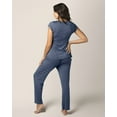 thumbnail image 5 of Kindred Bravely Davy Maternity Pajamas & Postpartum Lounge Sets for Women, Short Sleeve Nursing Pajamas (Slate Blue, Large), 5 of 6