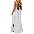 thumbnail image 6 of longantii Women Maxi Dress Casual Sleeveless Backless Cami Dress Spaghetti Strap Summer Beach Vacation Loose Flowy Long Sundress White XL, 6 of 6