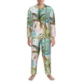 thumbnail image 3 of Sikiie Watercolor Palm Tree Mens Pajama Set, Soft Warm Long Sleeve Sleepwear, Cozy Button-Down Pjs for Men-X-Large, 3 of 7