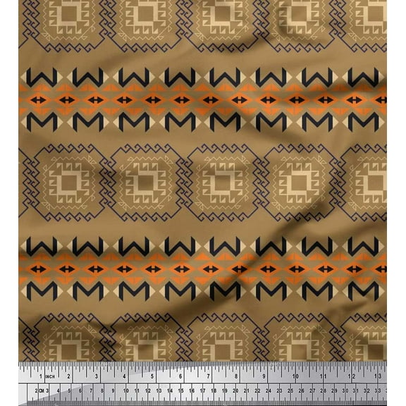 Soimoi Cotton Duck Fabric Geometric African Print Fabric by Yard 42 Inch Wide