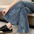 thumbnail image 5 of Jeans Girls Girls Flared Denim Pants High Waisted Elastic Bottom Trousers Everyday Wear Girls Denim Jeans Blue 10 Years-11 Years, 5 of 5