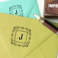 thumbnail image 4 of Printtoo Square Swirl Border Letter J Initial Uppercase Monogram Wood Mounted Rubber Stamp, 4 of 4