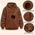 thumbnail image 6 of Stralyhd Unisex Hoodies with Cat Dog Pouch Oversized Pet Carrier Large Front Pocket Hooded Sweatshirt Animal Holder Cozy Long Sleeve Hoodies Brown L, 6 of 6