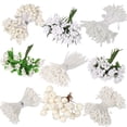 thumbnail image 2 of Paquete de 144 piezas de flores artificiales híbridas mixtas con estambres de cereza y bayas para hacer tú mismo, caja de regalo para boda, pastel y Navidad, 2 of 5