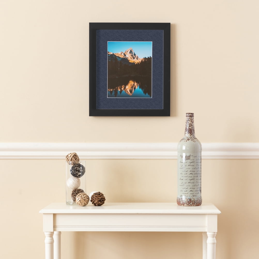 ArtToFrames 16x22" Matted Picture Frame with 12x18" Single Mat Photo Opening Framed in 1.25" Satin Black and 2" Blue Jay Mat (FWM-3926-16x22)