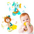 thumbnail image 1 of Sonajeros para bebés de 0 a 6 meses, juego de 2 sonajeros para bebés de 0 a 6 meses, sonajero de peluche suave con agarre manual, sonajero para bebé, accesorio de viaje sensorial con sonido chirriante, 1 of 5