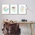 thumbnail image 5 of Stupell Industries Whimsical Mythical Animals Creatures Cute Cartoon Style Graphic Art Gray Framed Art Print Wall Art, Set of 3, Design by June Erica Vess, 5 of 5