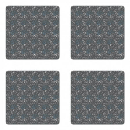 

Abstract Art Coaster Set of 4 Geometric Shapes Forming Spiral Hexagon Contours Along Triangles Modern Square Hardboard Gloss Coasters Standard Size Slate Blue Grey by Ambesonne
