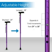 RMS Walking Cane - Adjustable Walking Stick - Lightweight Aluminum Offset Cane with Ergonomic Handle and Wrist Strap - (Lavender)
