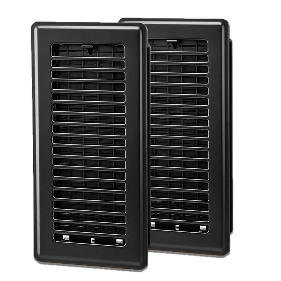 4" x 10" Floor Register -2Pack Floor Vent Covers, Heavy Duty Steel Walkable Floor Vents - Easy Adjust Air Supply Lever - Vent Covers for Home (Black)