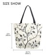 thumbnail image 5 of FORMRS Womens Canvas Tote Bag with Zipper Inner Pocket Shoulder Handbag, Leaves Pattern, 5 of 7
