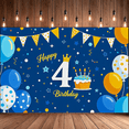 thumbnail image 7 of Blue Themed 4th Birthday Backdrop Banner with Crown Cake Balloons and Stars Party Decoration Happy Birthday Photography Props Party Supplies Background Decor, 7 of 7