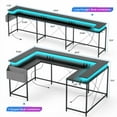 thumbnail image 2 of 60inch U Shaped Gaming Desk Computer Desk with RGB Lights, Large Computer Office Desk with Power Outlets & USB Ports, Sturdy Corner Desk for Home Office, Ergonomic Workstation with Flip-Up Tab, 2 of 9