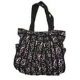 thumbnail image 1 of Clover Tote Zipper Style Hand Bag - Black Cute Skulls Space Stars Pattern, 1 of 1