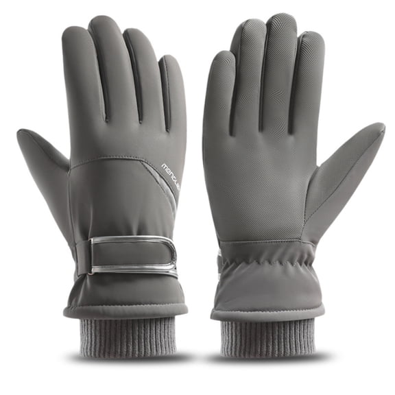 CAIXIA Women Leather Gloves Winter Thermal Skiing Touchscreen Warm Mittens For Outdoor Activities Cycling Hiking Cold Weather Windproof Insulated Work With Grip,Grey