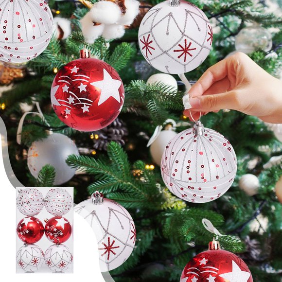 Juego de 6 Bolas Navideñas Multicolores para Árbol de Navidad, de Plástico, de 8 Cm, para Colgar | Decoración Ligera para El Hogar, La Oficina, Fiestas, Bodas y Aniversarios