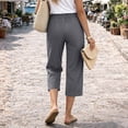 thumbnail image 5 of Petite Capris Pants for Women Summer Casual Loose Pull on Drawstring Elastic High Waist Straight 2026 Lounge Beach Cropped Trousers Dark Gray L, 5 of 6
