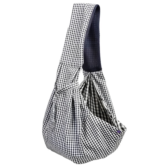 Black & White Dog Sling Carrier, Hands-Free Pet Papoose Bag, Soft Cotton Blend, Pockets, Holds Pets up to 15 lbs