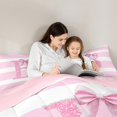 thumbnail image 5 of Feelyou Initial Letter B Queen Comforter Set, Cartoon Monogrammed Bedding Sets, Princess Ribbon Reversible Bedding Comforter Set, Ultra Soft Home Decor,3-Piece, 5 of 8