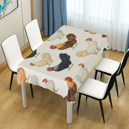 

60x60 Inch Tablecloth Polyester Square Tablecloth for Home Kitchen Dinner Decor Chickens Pattern