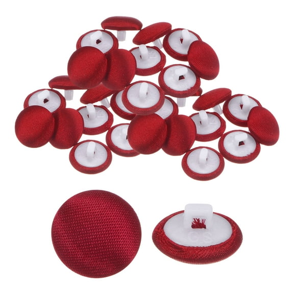Uxcell 30pcs Satin Buttons 0.5" Smooth Satin Covered Round Buttons with Shank for Bridal Wedding Dress, Bright Red