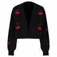 thumbnail image 6 of Karight Women's Cherry Cropped Cardigan Sweaters Open Front Long Sleeve Cute Chunky Knit Short Cardigan Trendy, 6 of 9