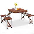 thumbnail image 1 of Gymax Portable Folding Camping Picnic Table Bench Set w/ 4 Seats Backyard Garden, 1 of 7