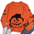 thumbnail image 5 of VILOVE Women Halloween Sweatshirt Black Cat Pumpkin Graphic Pullover Crew Neck Long Sleeve Sweatshirt, 5 of 6