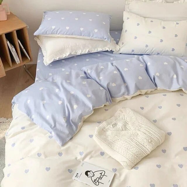 Ensembles de Literie Simples à Cerises Rouges Housse de Couette à Fleurs Nordiques Taille Simple Double Linge de Lit Housse de Couette pour Filles Adultes Déco Textile de Maison