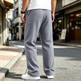 thumbnail image 4 of Lmueinov Men's Waffle Knit Wide Leg Sweatpants Elastic Waist With Drawstring Front Pleats With Deep Side Pockets For Fall And Winter Wear, S-3XL, 4 of 6
