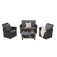 thumbnail image 4 of Leumius 4 Piece Patio Furniture Set,Outdoor Patio Furniture Set All-Weather Rattan Wicker Patio Conversation Set with Tempered Glass Coffee Table & Cushions for Garden & Backyard,Dark Gray, 4 of 10
