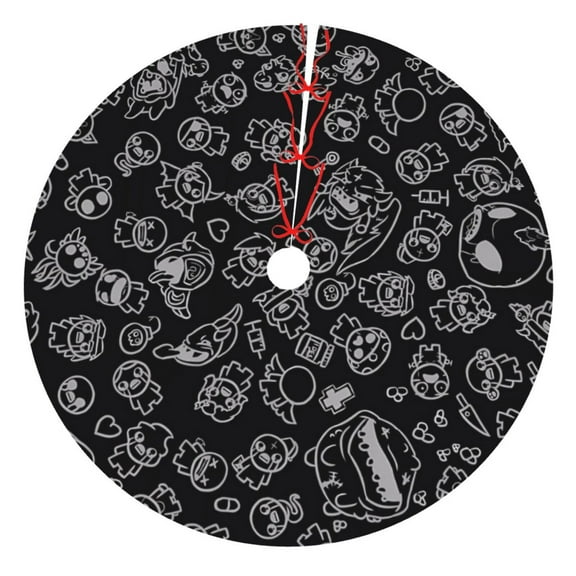 Saiise Christmas Tree Skirt 30" ,Xmas Tree Skirts with The Binding of Isaac Pattern,Tree Mat for Indoor Outdoor Christmas Winter Holiday Party Indoor Decorations