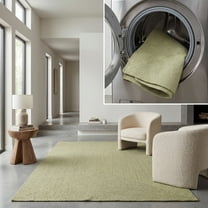 SAFAVIEH Braided Denica Distressed Machine Washable Reversible Area Rug, Sage, 6' x 6' Square