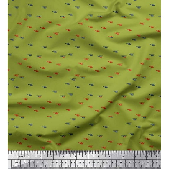 Soimoi Poly Georgette Fabric Helicopter Shirting Fabric Prints by Yard 42 Inch Wide