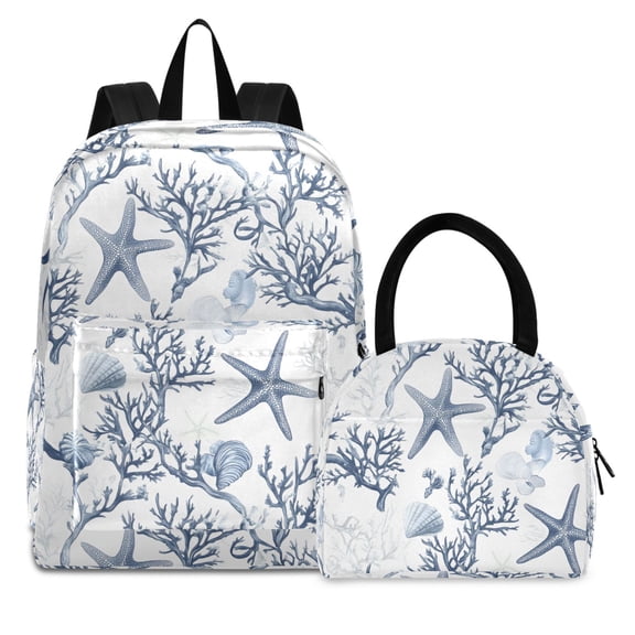 ALAZA Backpack Set Starfish Coral Elementary School Bags Student BookBag with Lunch Bag