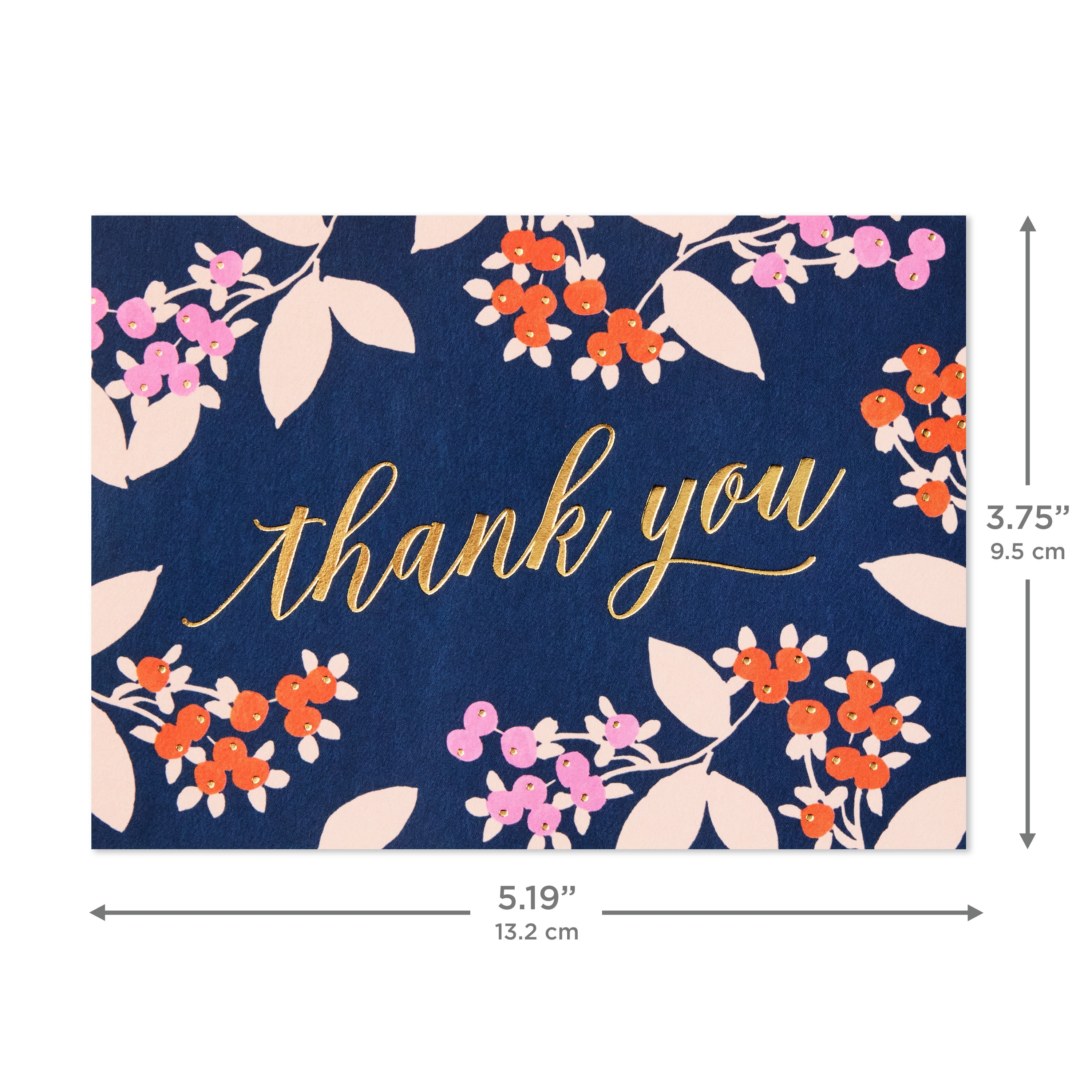 Hallmark Blank Thank You Notes (Flowers on Navy), 10 Count