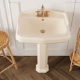 thumbnail image 2 of Dynasty 23 1/16 in. W Bone Vitreous China Rectangular Pedestal Combo Bathroom Sink with 4 in. Centerset Faucet Holes, 2 of 10