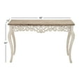 thumbnail image 4 of DecMode 46" x 30" White Wood Intricately Carved Scroll Console Table with Brown Wood Top, 1-Piece, 4 of 16