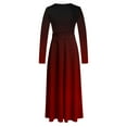 thumbnail image 5 of Fall Dresses for Women 2024 Round-Neck Solid Colorful Long Dresses Red L, 5 of 5