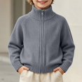 thumbnail image 3 of Afuyipoi Boys Full Zip Raglan Sleeve Pullover Sweater for Kids Size 1-13Y Fall Winter Sporty Layering Gray Size 2T, 3 of 9