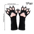 thumbnail image 2 of Byfri Black Plush Cat Claw Gloves, Cartoon Kitten Paw Full Finger Mittens for Themed Events, Black One Size 40x15cm, 2 of 7