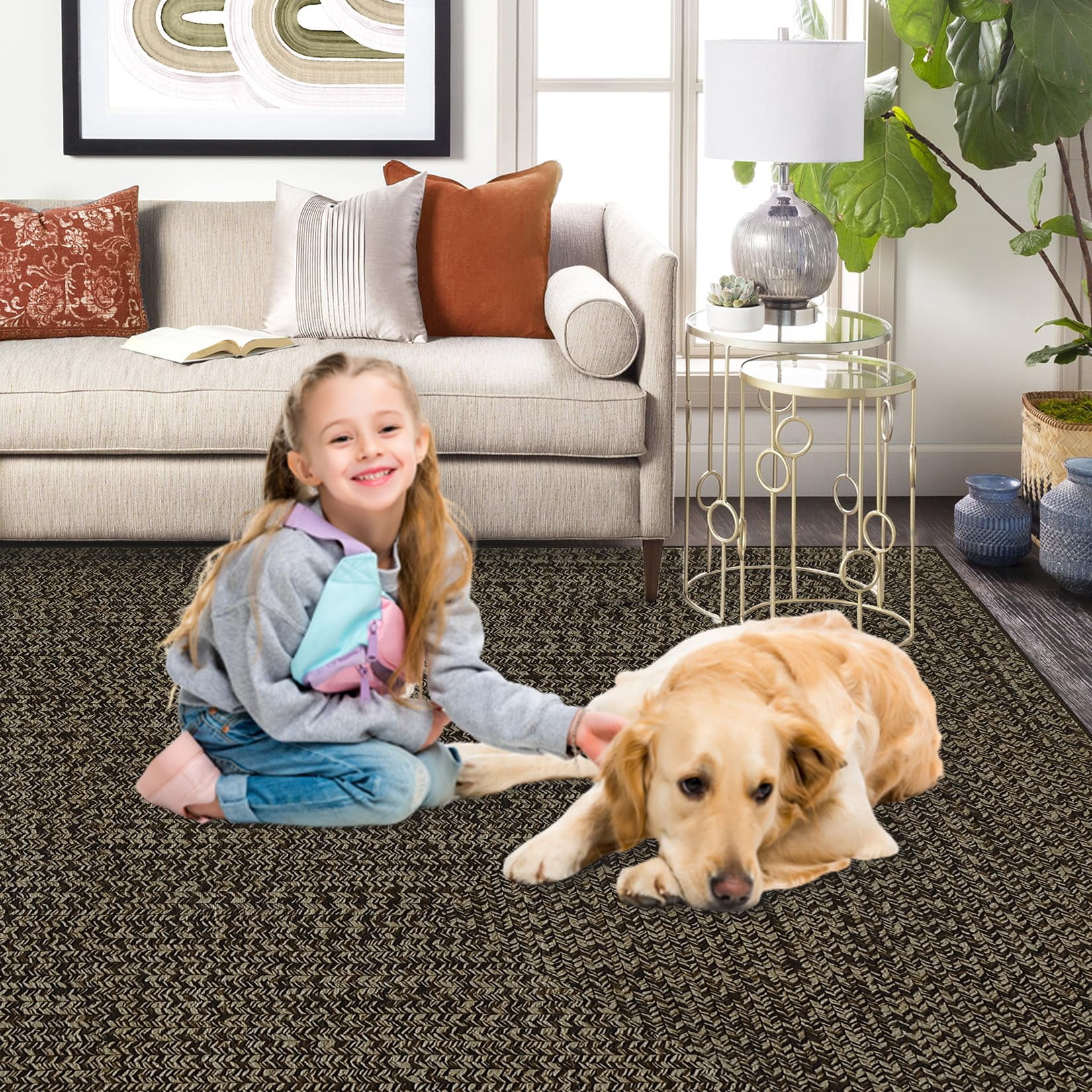 Danolapsi 8x10 Area Rug Machine Washable Rug for Living Room Print Braided Indoor Accent Rug Soft Bedroom Rug Farmhouse Large Area Rug Non Slip Throw Rugs Non Shedding Stain Resistant Carpet for Home