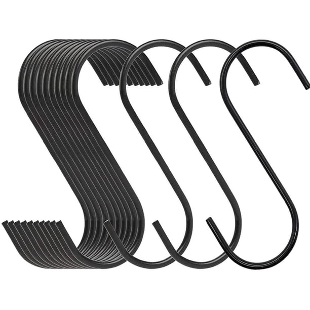 Juego de 30 ganchos en forma de S de acero inoxidable, ganchos de metal en forma de S para cocina, baño, dormitorio, (negro) Vhermosa YQ-0792
