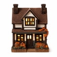thumbnail image 2 of Fall Harvest Light Up House Set, 7.5" Resin Pumpkin Cottage Figurines with LED Lights for Autumn and Thanksgiving Decor, 2 of 7