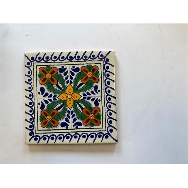 Ceramic Talavera Mexican Tile 4x4", 9 Pieces A1 Export Quality! - EX34 | UK