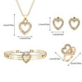 thumbnail image 3 of SUSHANG Heart Shaped Earrings Necklace Set Gold Hollow Out Diamond Heart Shape Pendant Necklace Earrings Bracelet Ring Sweet and Ladies Wedding Jewelry Set, 3 of 4