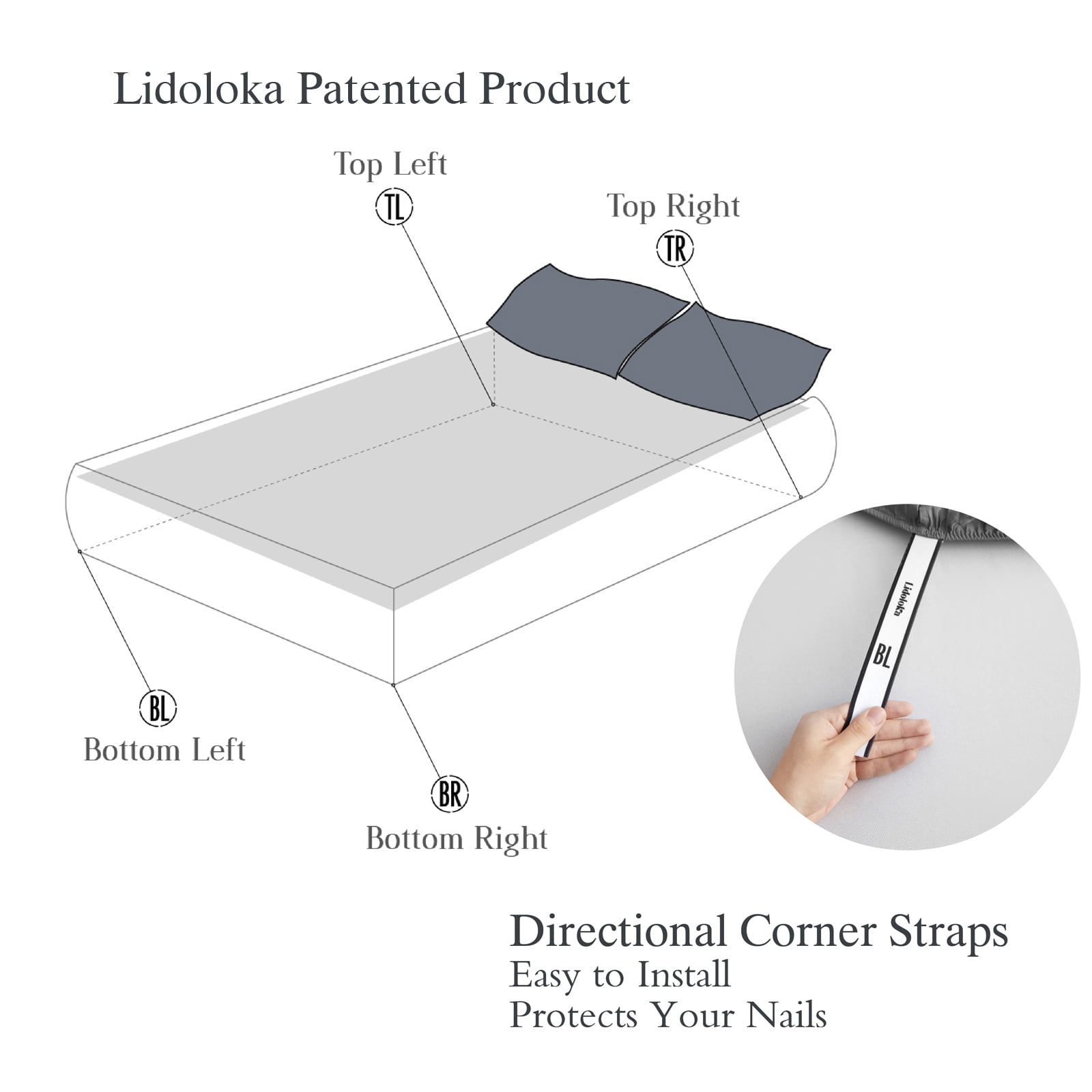Lidoloka Luxury 100% Bamboo Bed Sheets Set King Size 4Pcs for Adult,16"Deep Pocket,Striped Gray