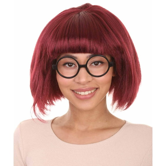 HPO | Fashion Edna | Multiple Colors Bob with Bangs and Glasses, Halloween Wig | Breathable Capless Cap